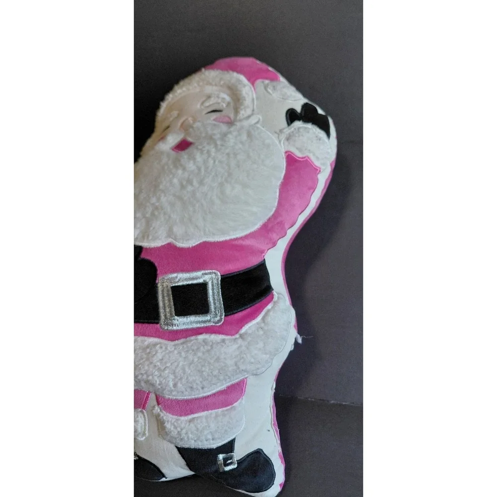 soft plush pink Santa holiday throw pillow Collectible Decor Pastel Style Sweet